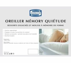 Promo 😍 Oreiller Simmons Memory Quiétude 41x66 🧨 5 Promo 😍 Oreiller Simmons Memory Quiétude 41x66 🧨 -Simmons Soldes 3133613181273 D