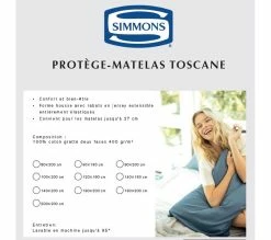 De gros ❤️ Protège Matelas Simmons Toscane 400g - 200x200 🌟 -Simmons Soldes 3133613215718 D