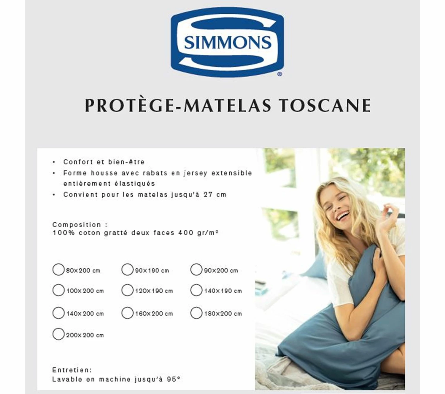 Grosses soldes 👍 Protège Matelas Simmons Toscane 400g - 140x190 🤩 2 Grosses soldes 👍 Protège Matelas Simmons Toscane 400g - 140x190 🤩 – Image 2