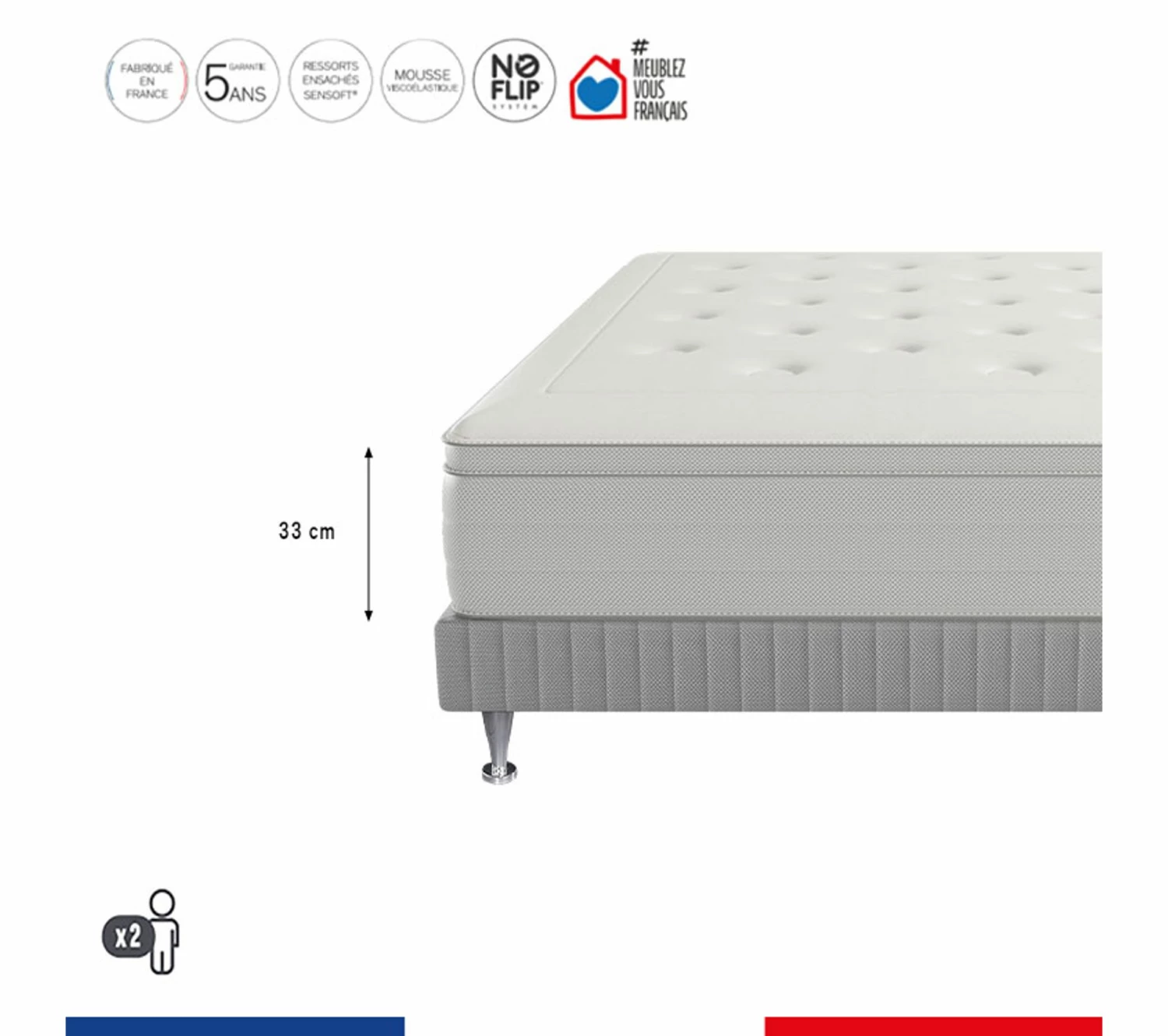 Budget ❤️ SIMMONS Ensemble Reflexion 160x200 Matelas Ressorts Ensaché + 2xsommier 🎉 2 Budget ❤️ SIMMONS Ensemble Reflexion 160x200 Matelas Ressorts Ensaché + 2xsommier 🎉 – Image 2