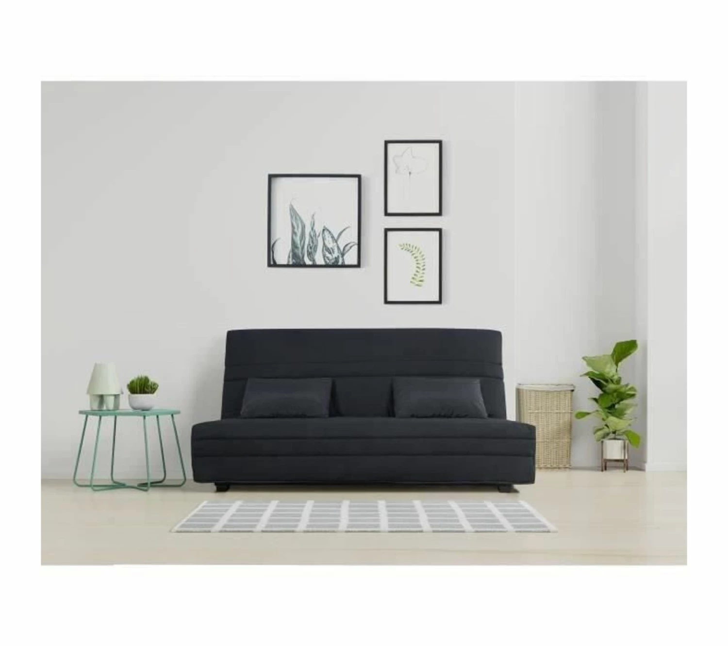 Top 10 ✔️ Banquette Clic Clac Simmons- Tissu Noir + 2 Coussins Noir - L 194 X P 98 X H 100 Cm - Vanda 😍 2 Top 10 ✔️ Banquette Clic Clac Simmons- Tissu Noir + 2 Coussins Noir - L 194 X P 98 X H 100 Cm - Vanda 😍 – Image 2