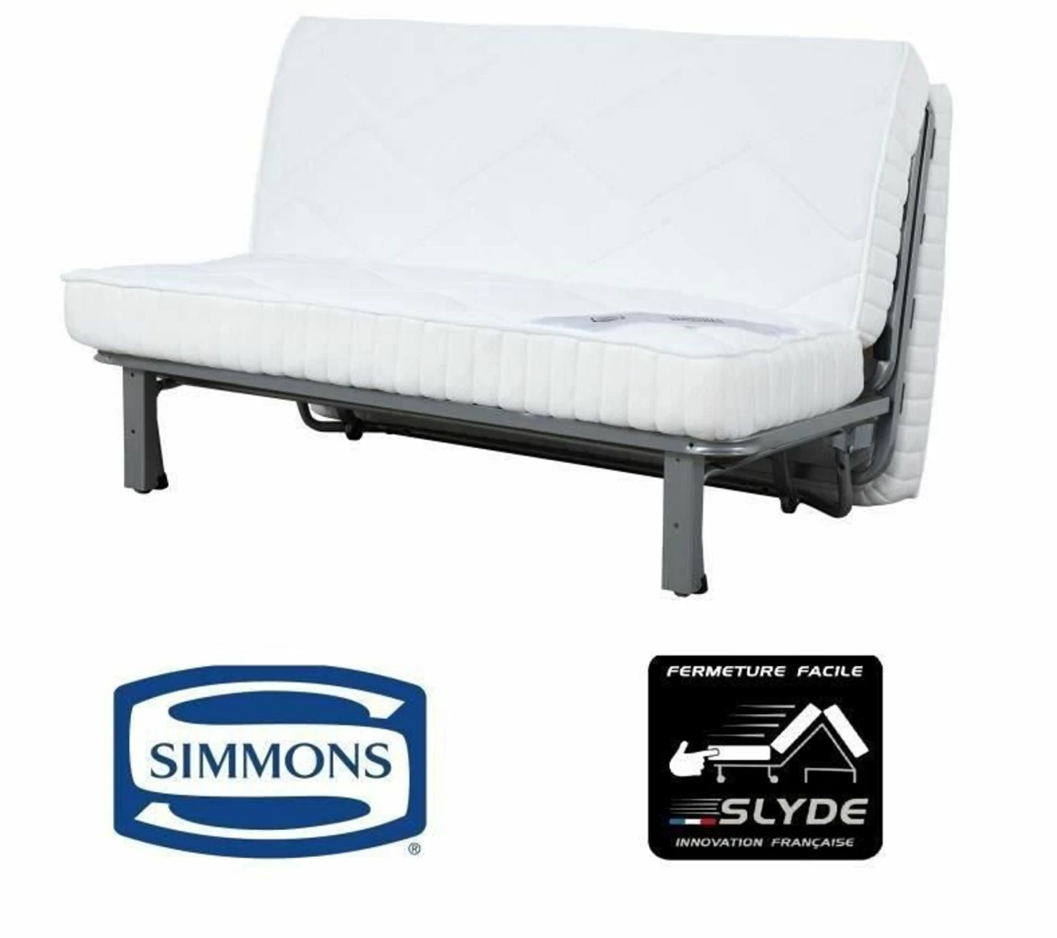 Coupon đ„ SIMMONS Banquette Mécanisme Slyde - Tissu Gris + 2 Coussins Noir - L 145 X P 103 X H 89 Cm - Vanda â 4 Coupon đ„ SIMMONS Banquette Mécanisme Slyde - Tissu Gris + 2 Coussins Noir - L 145 X P 103 X H 89 Cm - Vanda â â Image 4