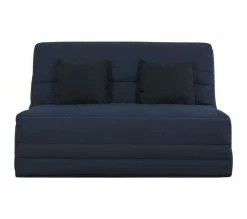 Coupon 🔥 SIMMONS Banquette Mécanisme Slyde - Tissu Gris + 2 Coussins Noir - L 145 X P 103 X H 89 Cm - Vanda ⭐