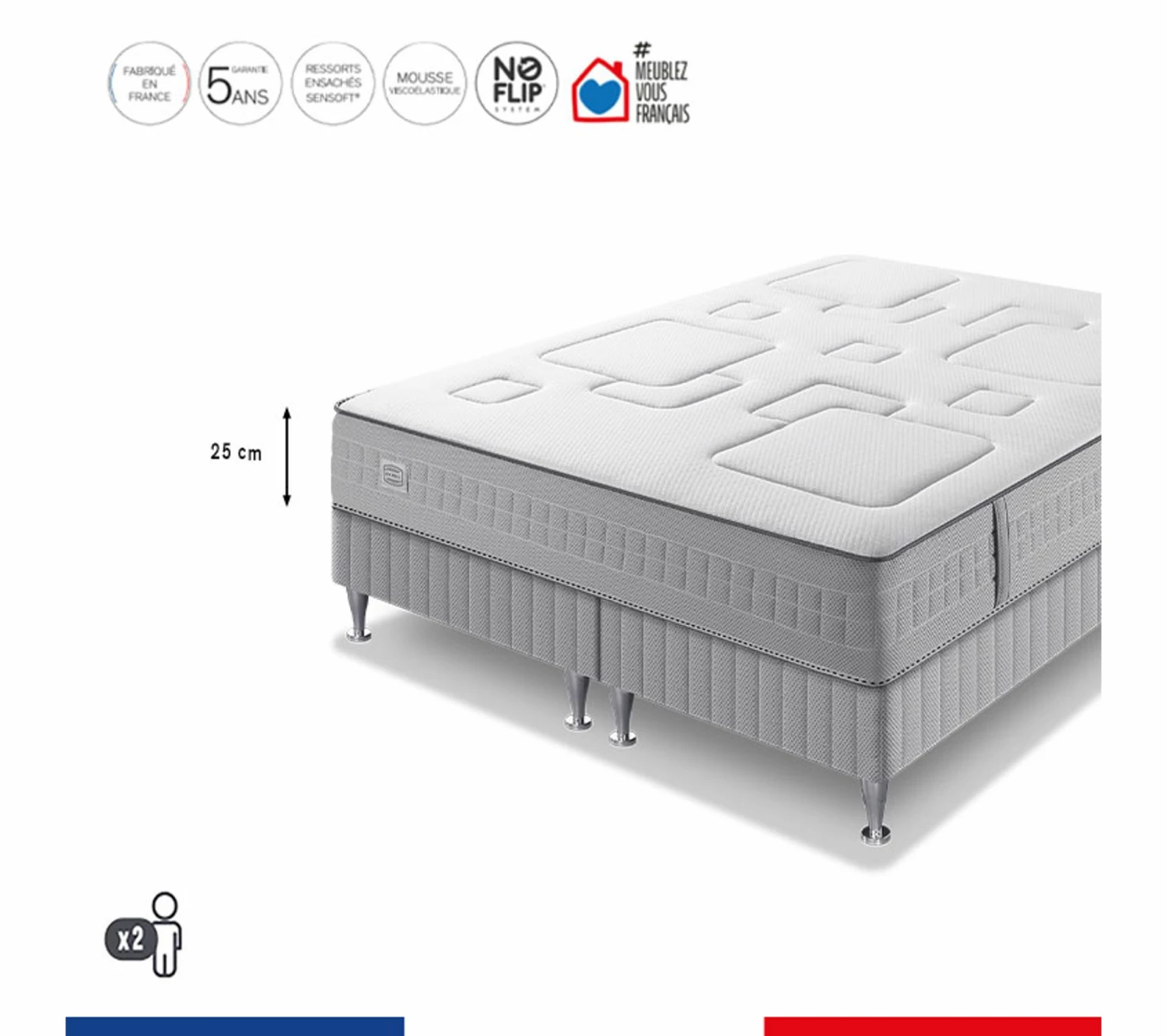 Nouveau 🛒 SIMMONS Ensemble Equilibre-140x190, Matelas Ressorts Ensachés + Sommier 🥰 2 Nouveau 🛒 SIMMONS Ensemble Equilibre-140x190, Matelas Ressorts Ensachés + Sommier 🥰 – Image 2