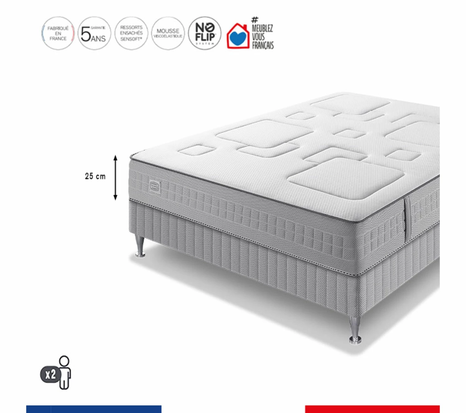 Bon marché 👍 SIMMONS Ensemble Matelas Ressort + Sommier Duo Equilibre, Accueil Morphologique 180x200, 25cm Dépaisseur ✔️ 2 Bon marché 👍 SIMMONS Ensemble Matelas Ressort + Sommier Duo Equilibre, Accueil Morphologique 180x200, 25cm Dépaisseur ✔️ – Image 2