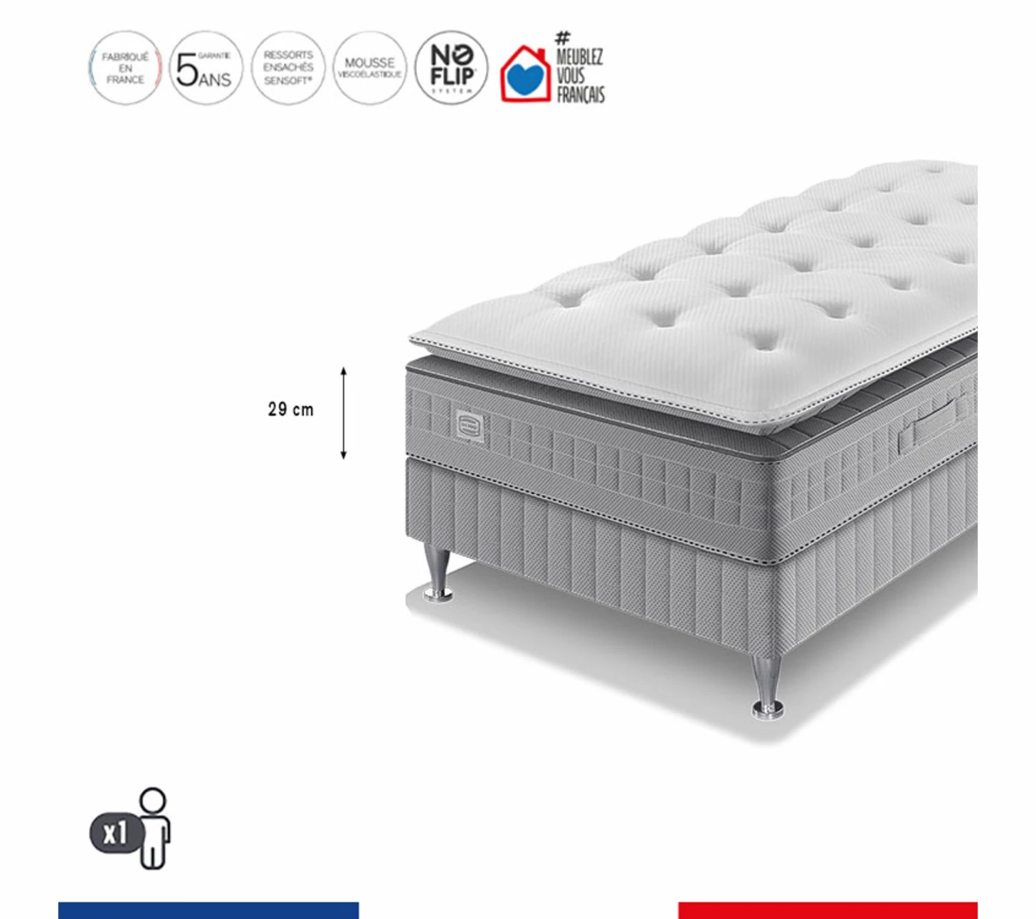 Offres ✨ SIMMONS Ensemble Extension 90x200, Matelas Ressorts Ensachés + Sommier 🔔 2 Offres ✨ SIMMONS Ensemble Extension 90x200, Matelas Ressorts Ensachés + Sommier 🔔 – Image 2