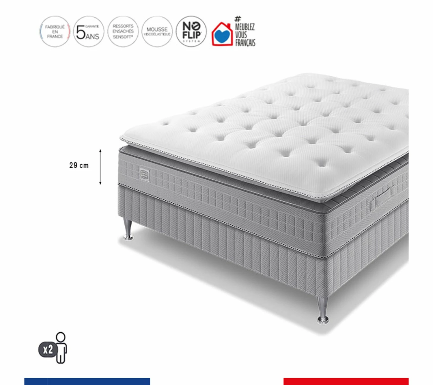 Offres 🌟 SIMMONS Ensemble Extension 160x200, Matelas Ressorts Ensachés + Sommier ⭐ 2 Offres 🌟 SIMMONS Ensemble Extension 160x200, Matelas Ressorts Ensachés + Sommier ⭐ – Image 2